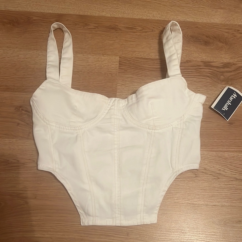 Zara white denim corset